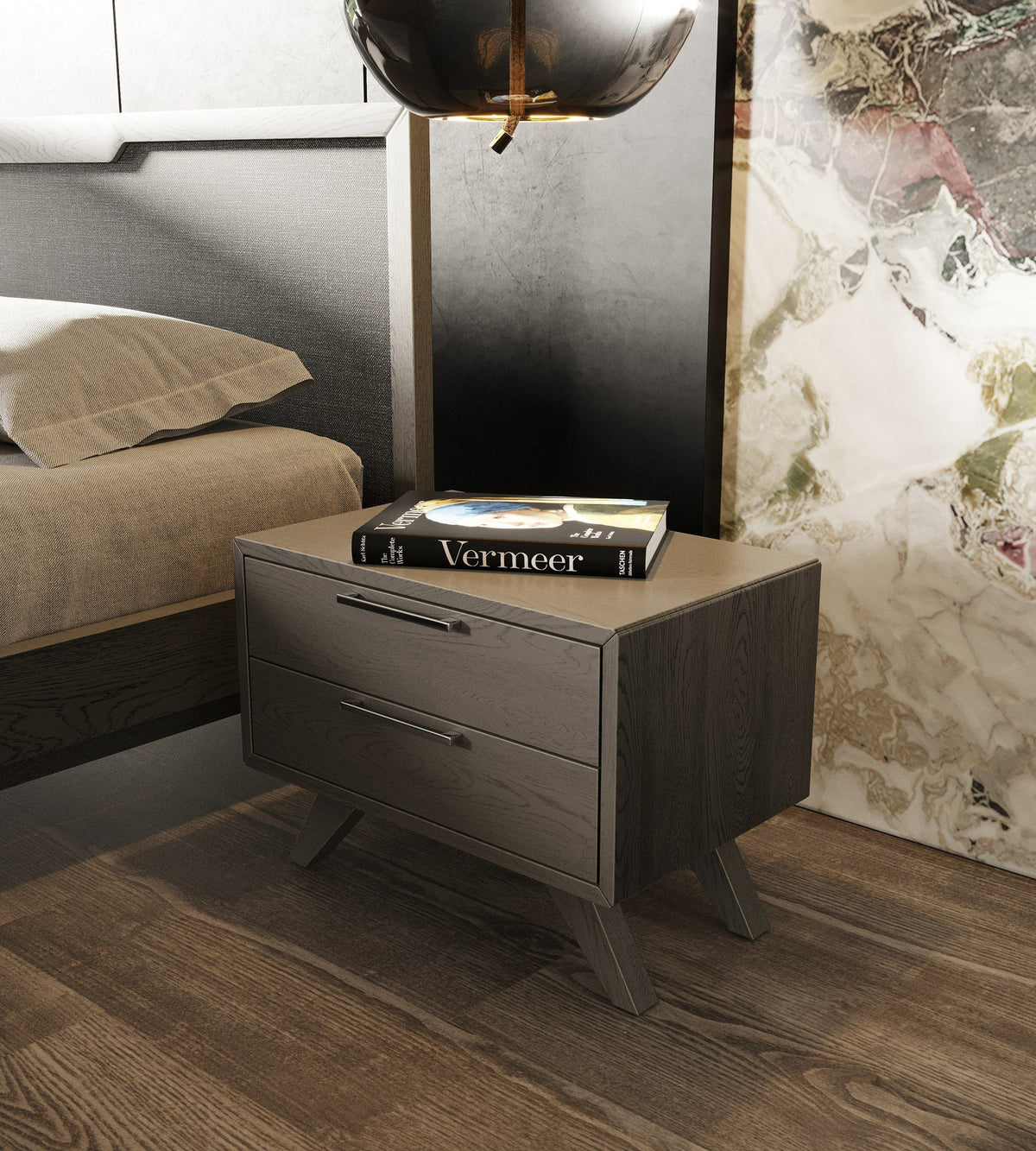 Eastern King Soria Modern Grey Wash Bedroom Set