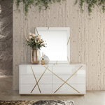 Queen Nixa - Modern White + Gold Bedroom Set