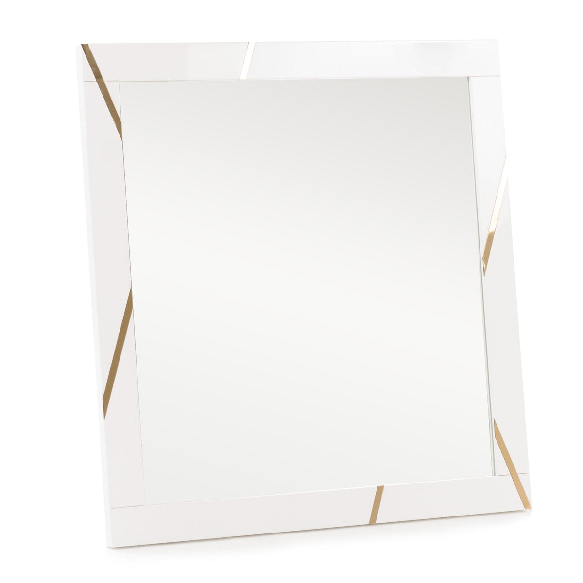 Eastern King Nixa - Modern White + Gold Bedroom Set