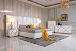 Nixa Modern White Bonded Leather & Gold Bed by VIG Furniture - View 4