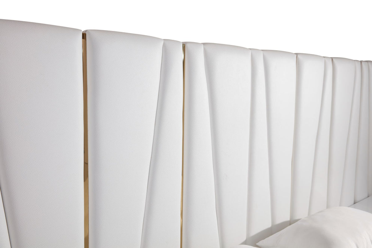 Nixa - Queen Modern White + Gold Bed + Nightstands by VIG Furniture - View 4