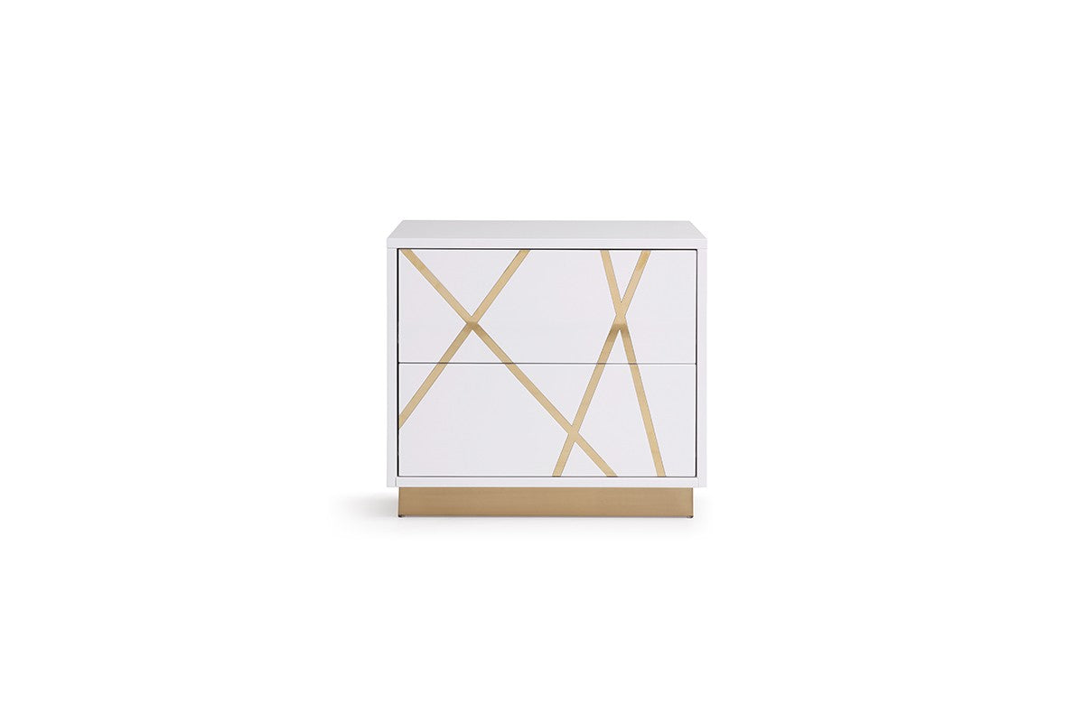 Nixa - Queen Modern White + Gold Bed + Nightstands by VIG Furniture - View 5