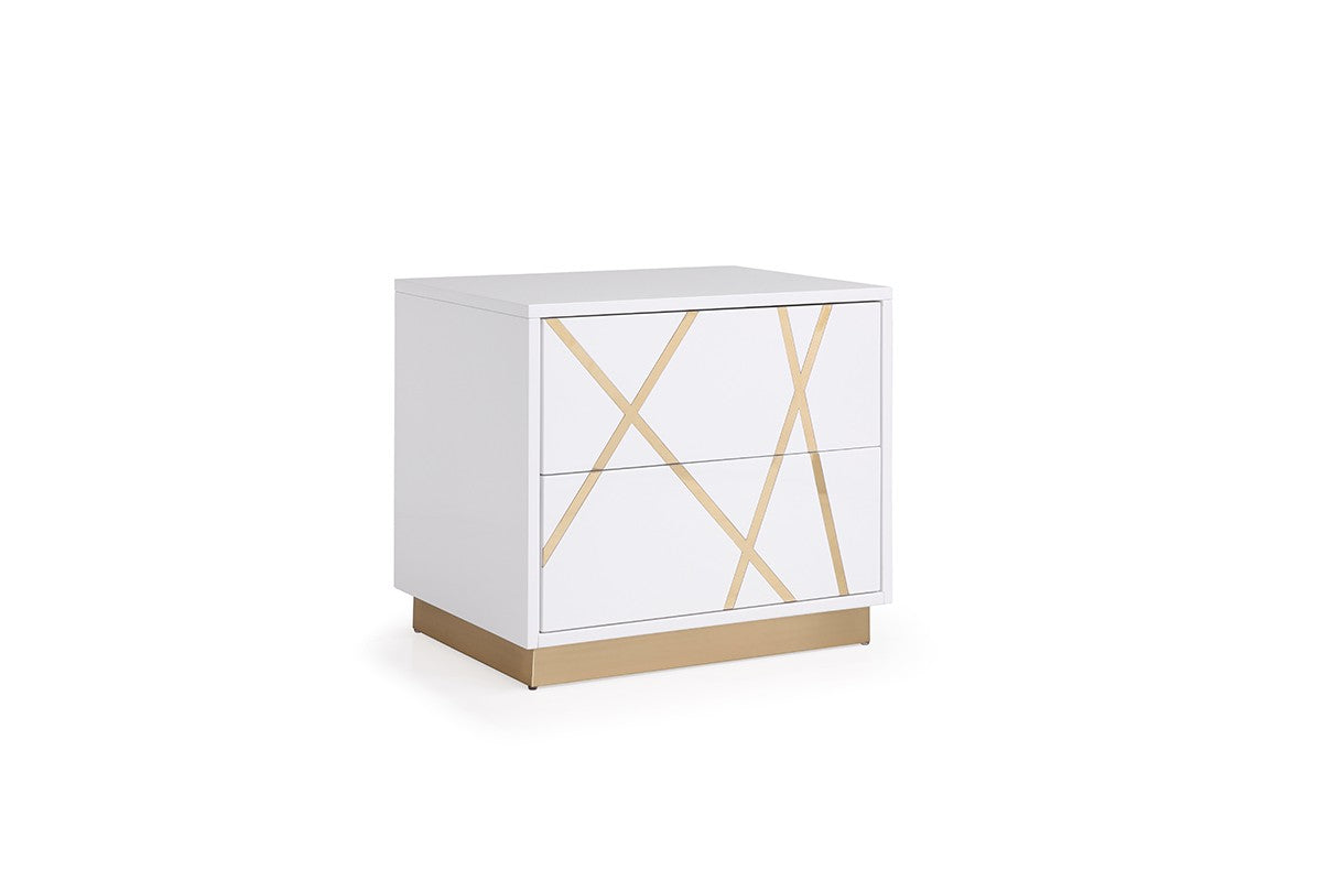 Nixa - California King Modern White + Gold Bed + Nightstands by VIG Furniture - View 6