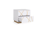 Nixa - Queen Modern White + Gold Bed + Nightstands by VIG Furniture - View 7