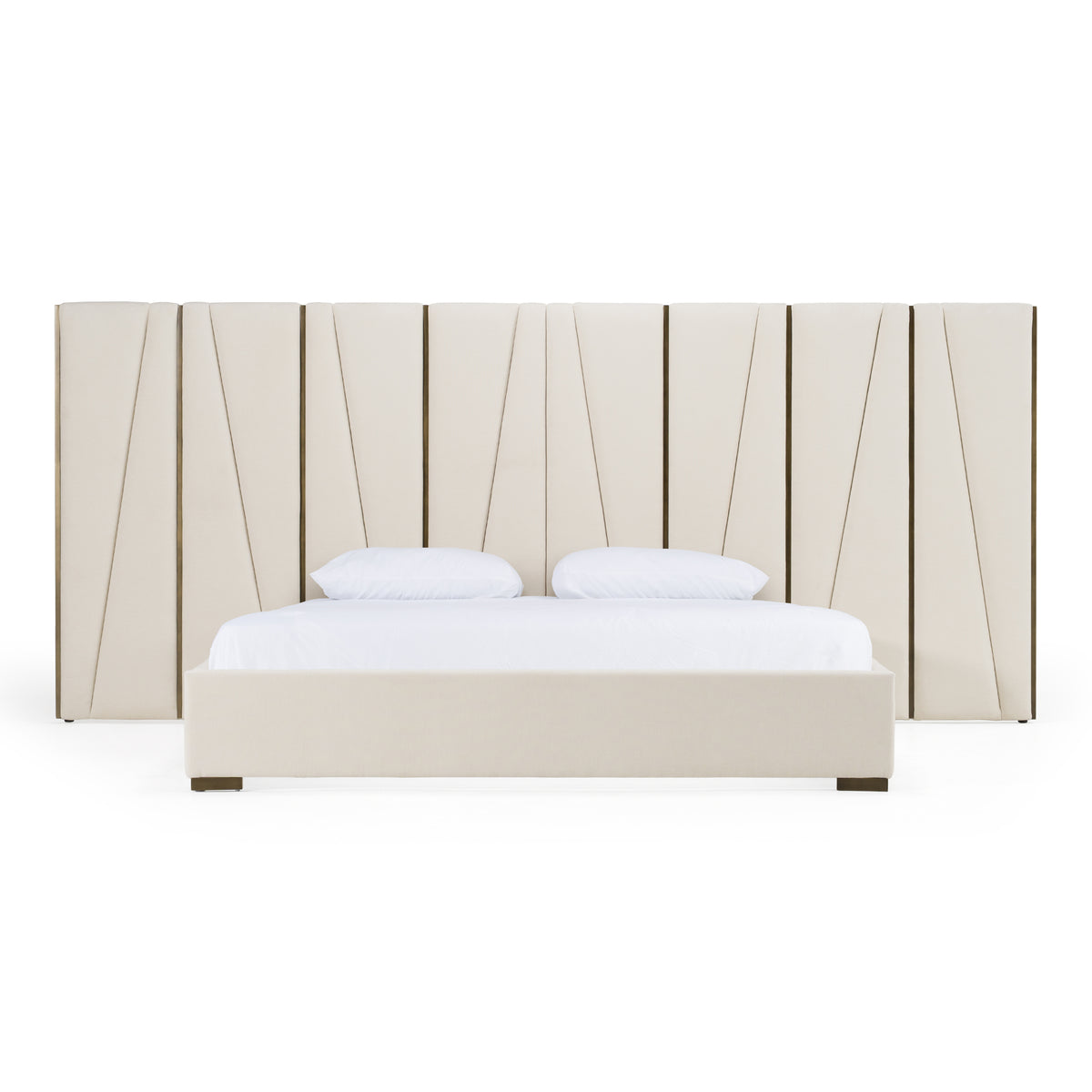 Nixa - Modern Beige Velvet + Brushed Bronze Bed by VIG Furniture - View 1