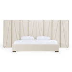 California King Nixa - Modern Beige Velvet + Brushed Bronze Bed