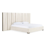 California King Nixa - Modern Beige Velvet + Brushed Bronze + Birch 4-Piece Bedroom Set