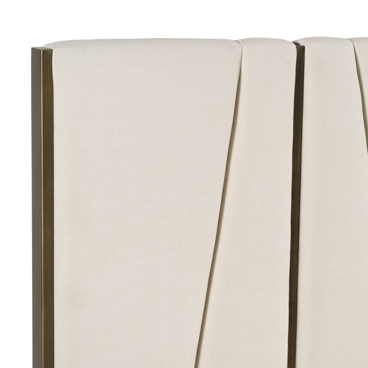 California King Nixa - Modern Beige Velvet + Brushed Bronze + Birch 4-Piece Bedroom Set