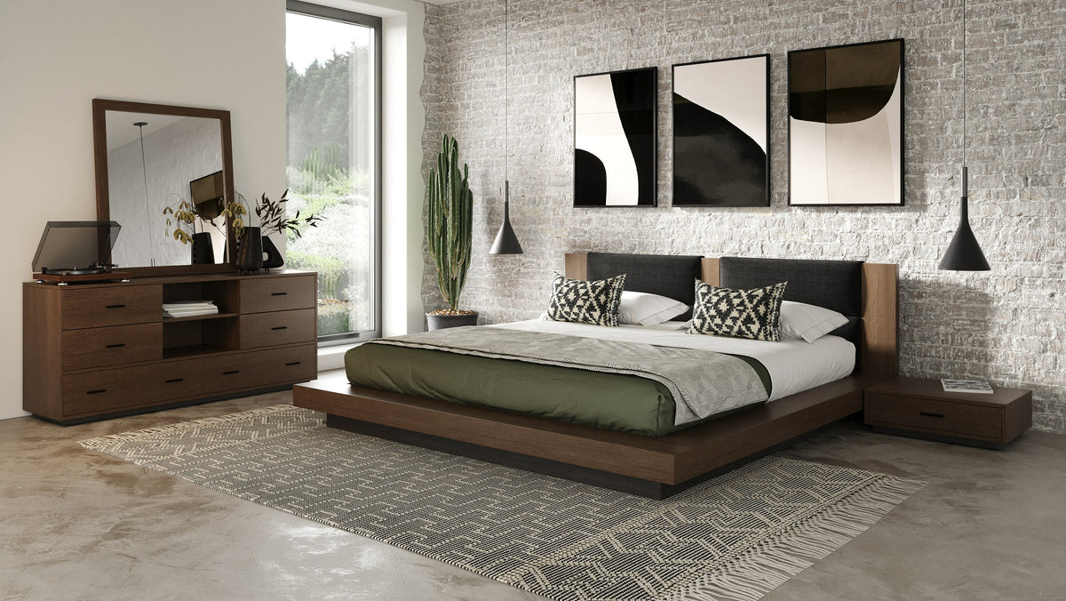Fantasia - Dark Walnut/Dark Grey Bed and Two Nightstands by VIG Furniture - View 7