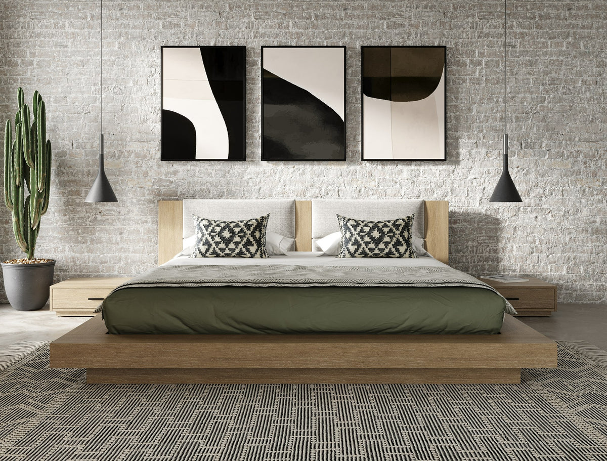 Fantasia - Contemporary Walnut & Grey Bed with Two Nightstands by VIG Furniture - View 1