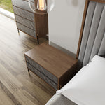 Metcalf - Mid-Century Walnut & Grey Bed w/ Two Nightstands by VIG Furniture - View 6