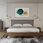 Metcalf - Mid-Century Walnut & Grey Bed w/ Two Nightstands by VIG Furniture - View 1