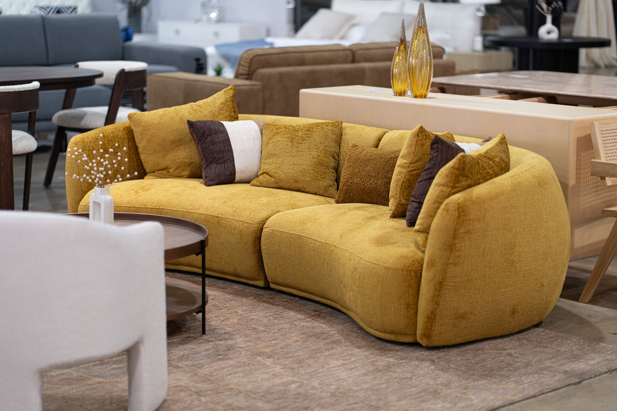Oakland - Modern Mustard Fabric 4 Seat Sofa by VIG Furniture - View 2