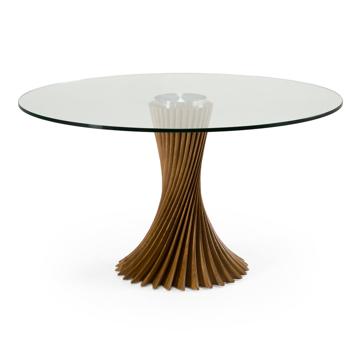 Ocasio - Modern Glass + Walnut Round Dining Table by VIG Furniture - View 2