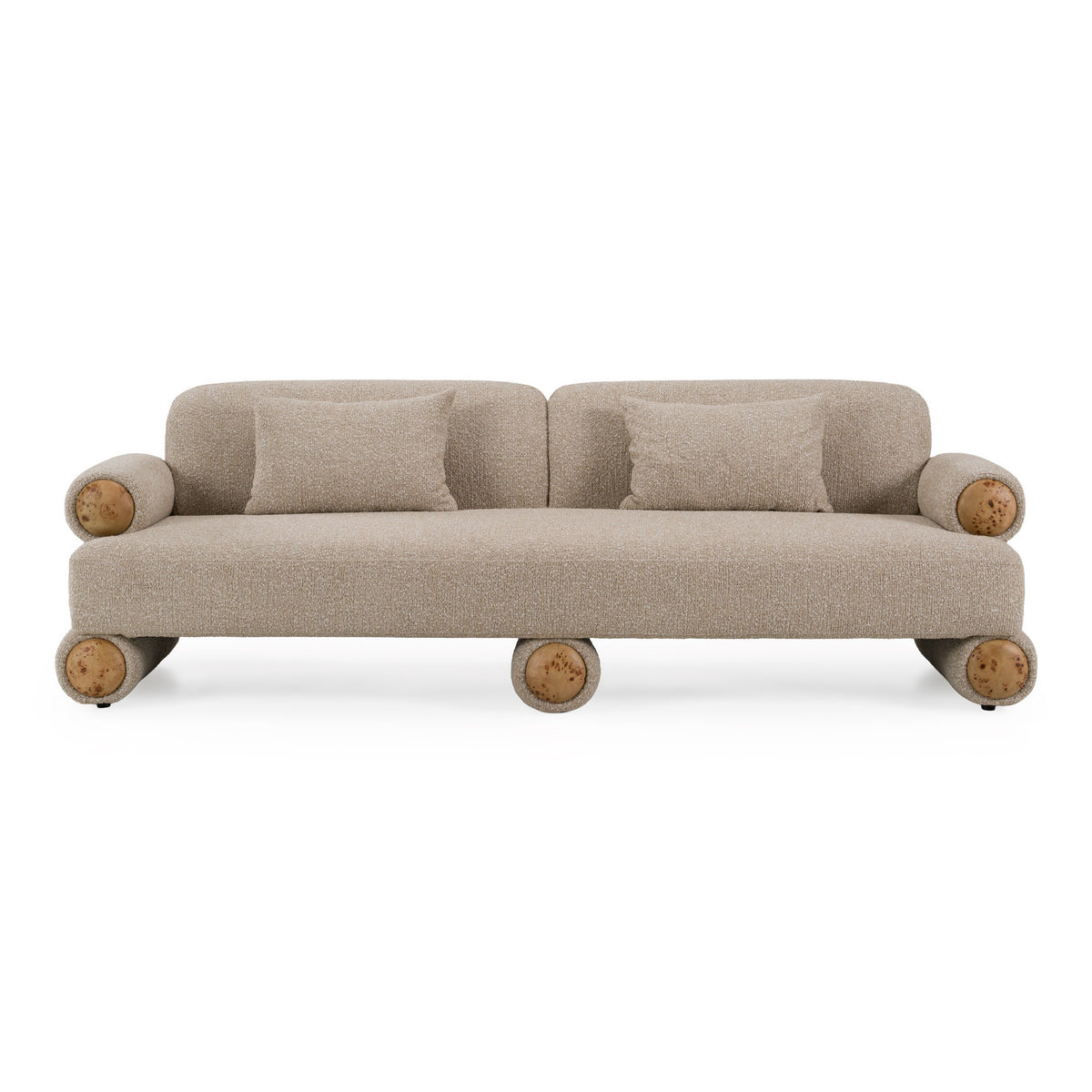 Odette - Modern Beige Fabric + White Burl Sofa by VIG Furniture - View 1