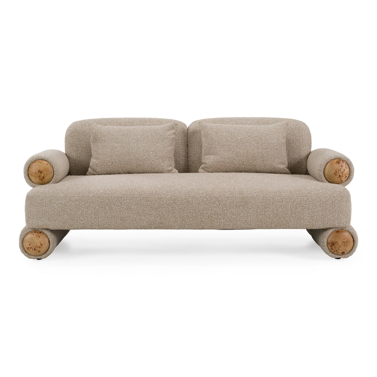 Odette - Modern Beige Fabric + White Burl Loveseat Sofa by VIG Furniture - View 1
