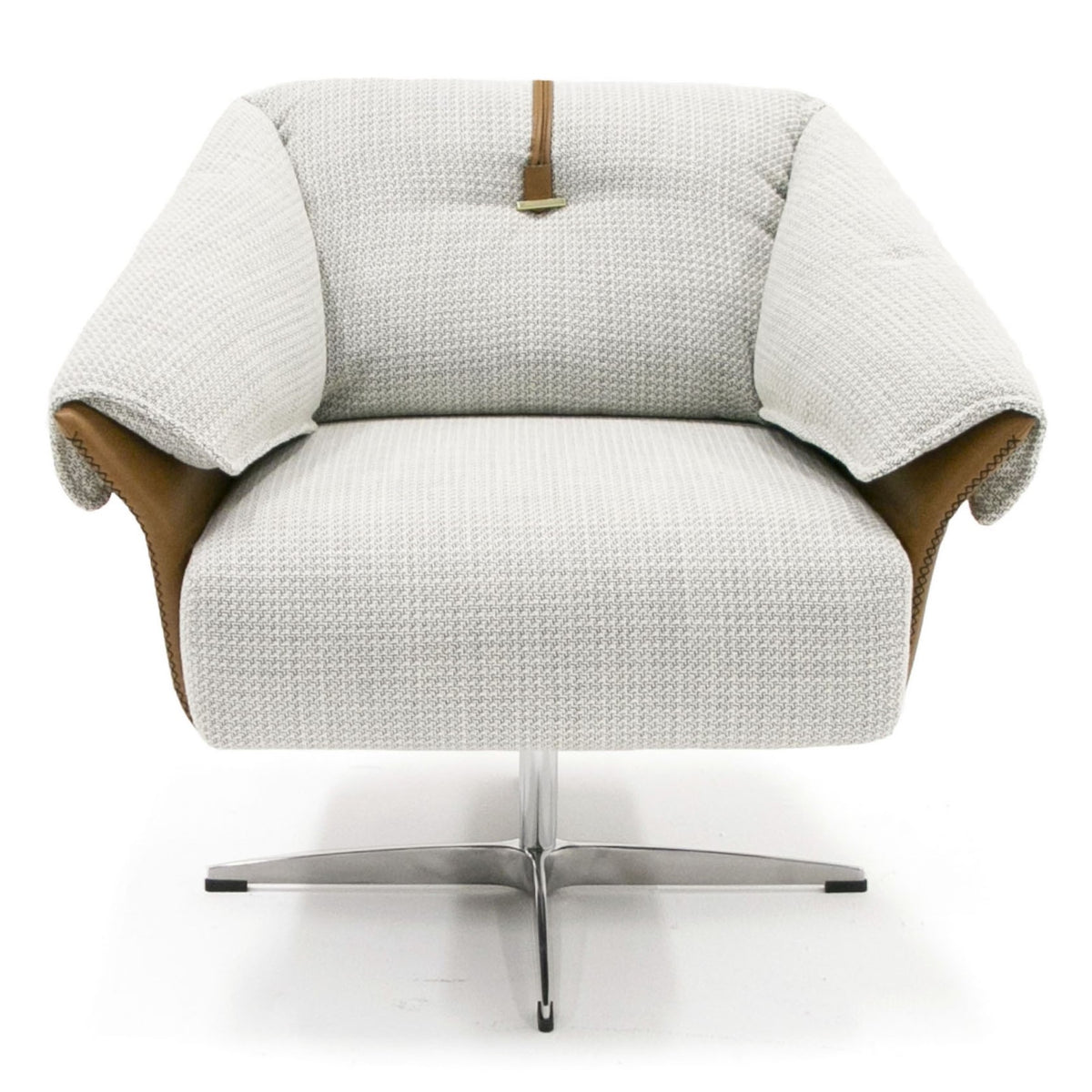 Ohio - Swivel Grey and Camel Fabric Accent Chair by VIG Furniture - View 4