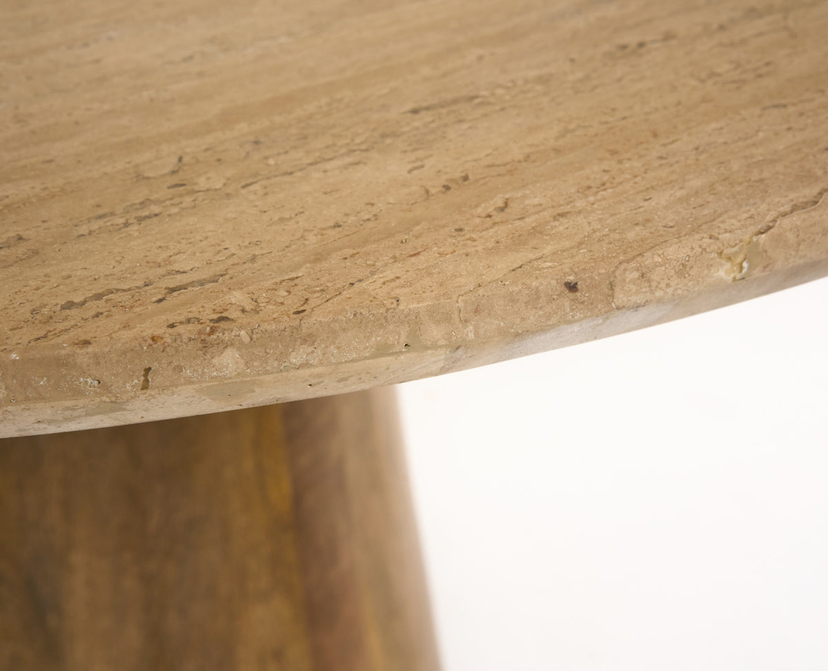 Onalaska - Modern Travertine Marble + Wood Round Dining Table by VIG Furniture - View 2