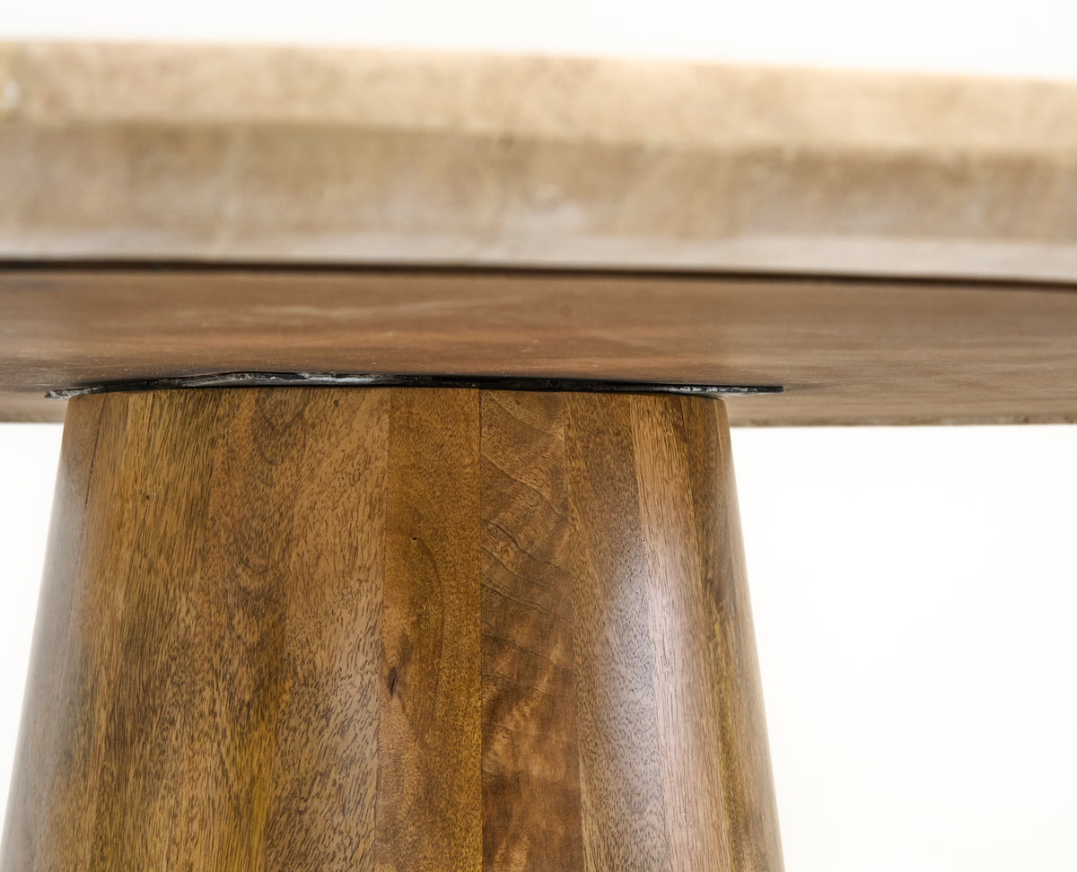 Onalaska - Modern Travertine Marble + Wood Round Dining Table by VIG Furniture - View 3