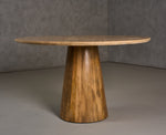 Onalaska - Modern Travertine Marble + Wood Round Dining Table by VIG Furniture - View 4