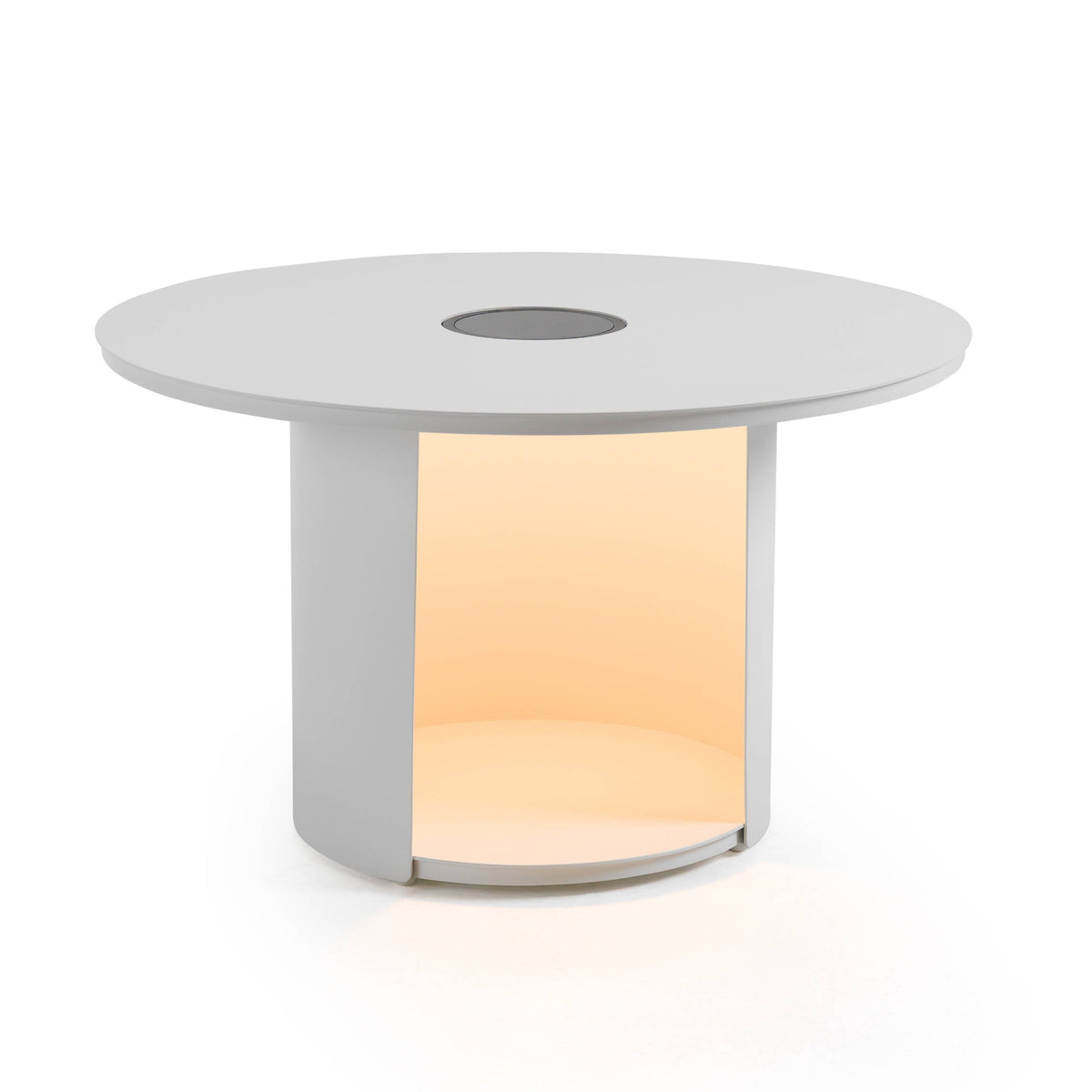 Onza - Outdoor White Medium End Table w/ Solar Light by VIG Furniture - View 2