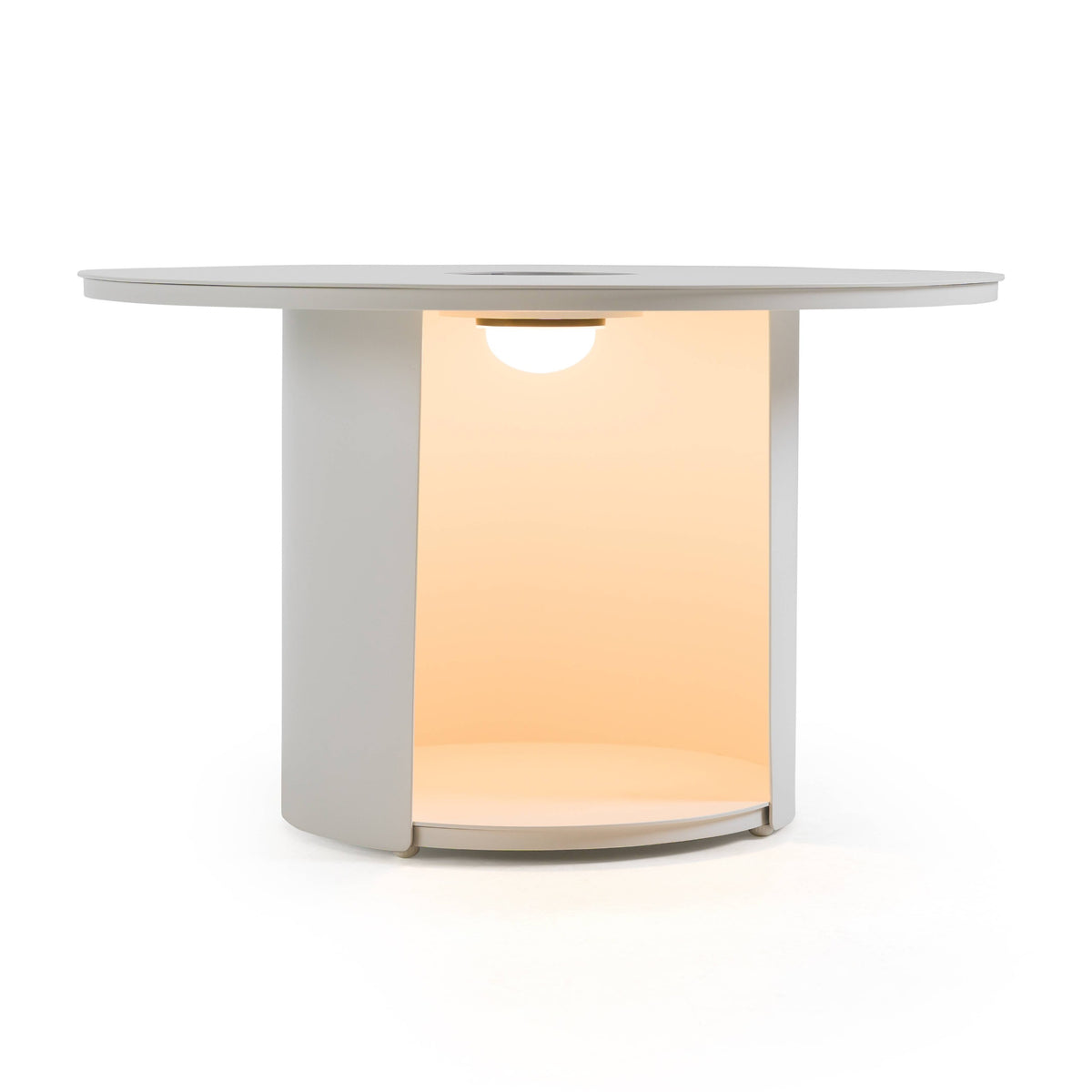 Onza - Outdoor White Medium End Table w/ Solar Light by VIG Furniture - View 3