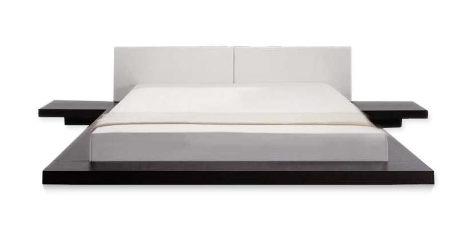 Queen Opal - Low Profile Black Oak Japanese Platform Bed with Nightstands by VIG Furniture - View 1