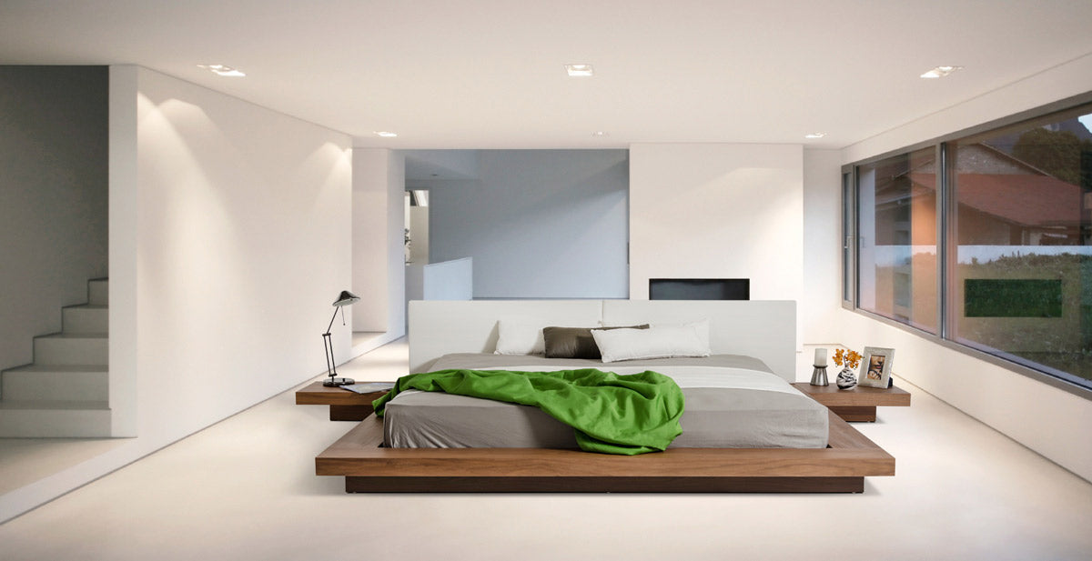 Queen Opal Modern Low Profile Walnut Platform Bed by VIG Furniture - View 1