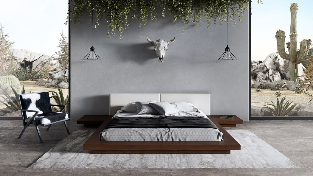 Tokyo - Contemporary Walnut and White Platform Bed by VIG Furniture - View 2
