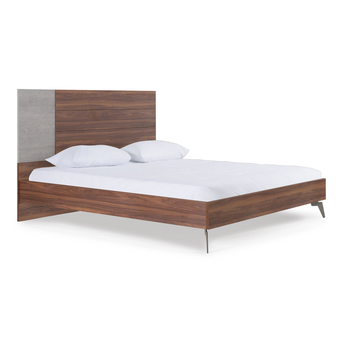 Palermo - Eastern King Modern Italian Faux Concrete & Walnut Bed by VIG Furniture - View 2