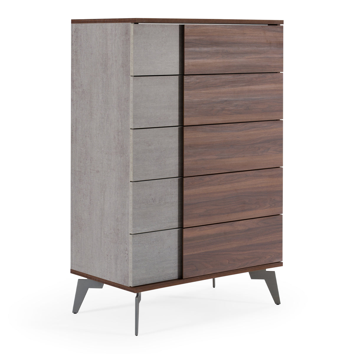 Palermo Italian Modern Faux Concrete & Walnut Chest by VIG Furniture - View 2