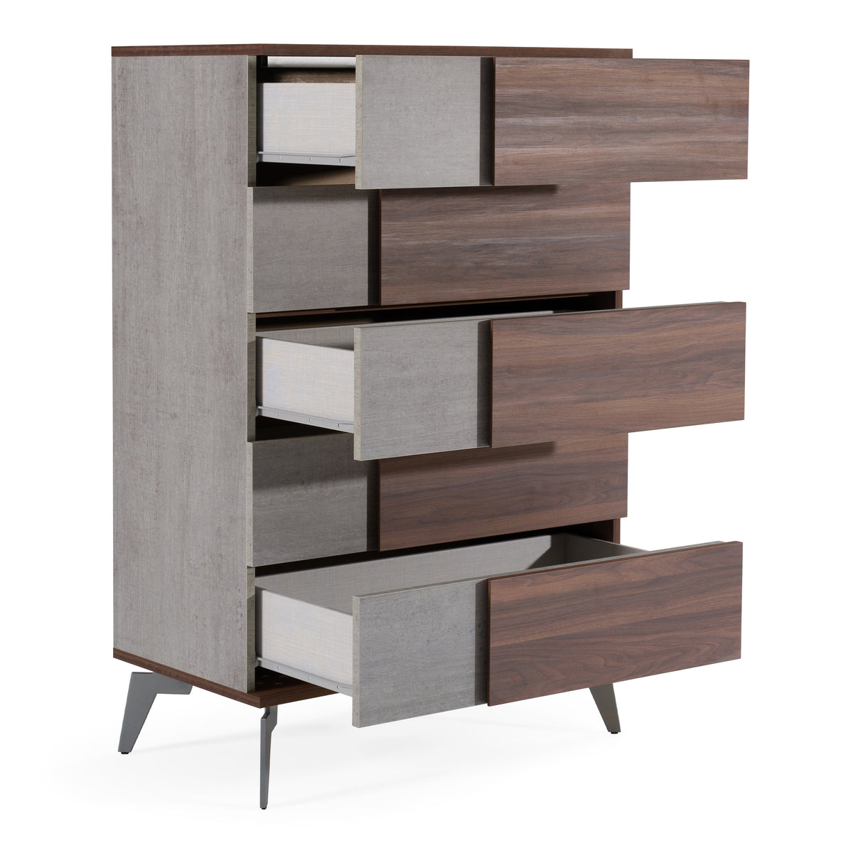 Palermo Italian Modern Faux Concrete & Walnut Chest by VIG Furniture - View 5
