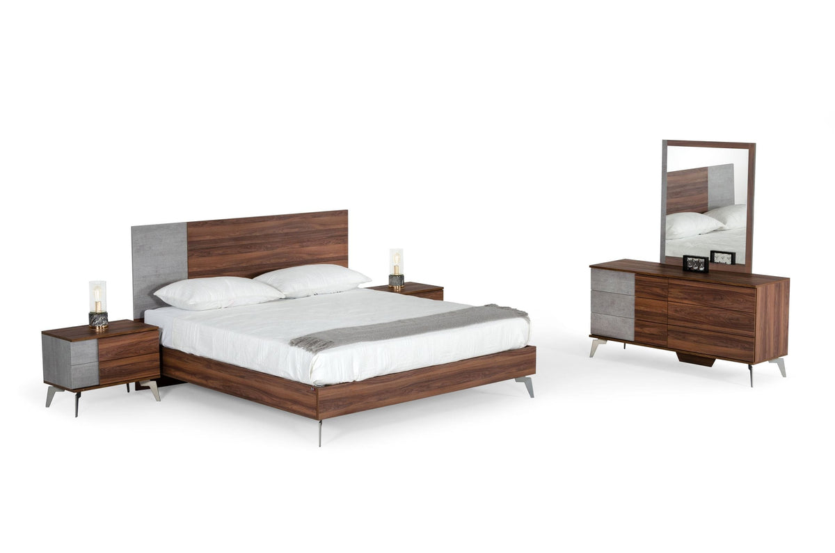 Palermo - Modern Italian Faux Concrete & Walnut Bed by VIG Furniture - View 3