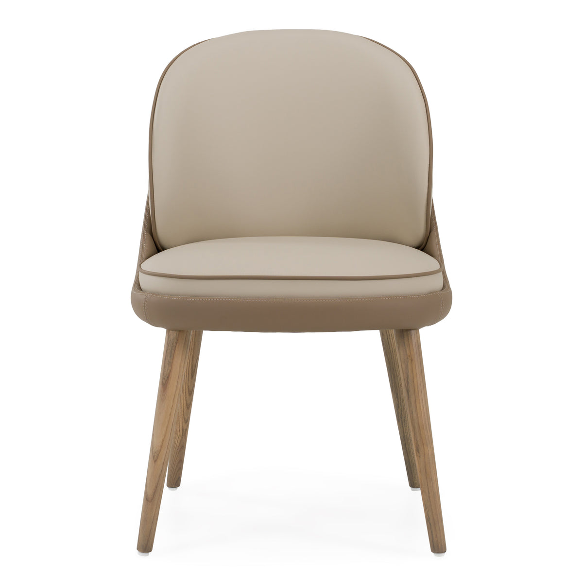 Pangea - Mid-Century Modern Cream & Taupe Vegan Leather + Buckwheat Ash Dining Chair (Set of 2) by VIG Furniture - View 2