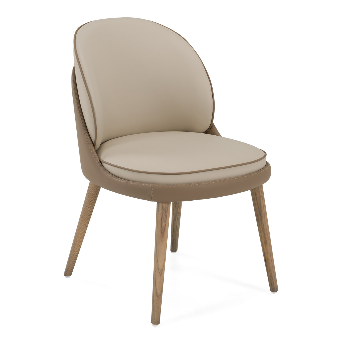 Pangea - Mid-Century Modern Cream & Taupe Vegan Leather + Buckwheat Ash Dining Chair (Set of 2) by VIG Furniture - View 1