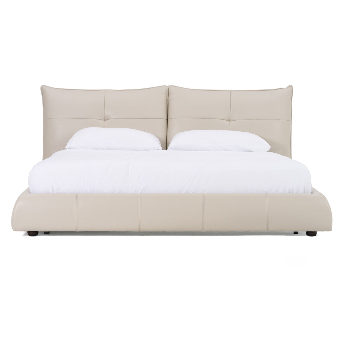 California King Patrick - Modern Light Grey Leather Bed