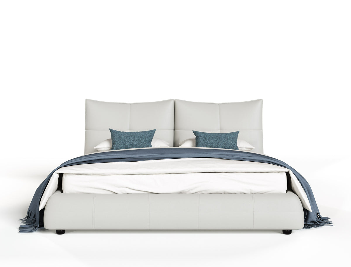 Eastern King Patrick - Modern Light Grey Leather Bed by VIG Furniture - View 1