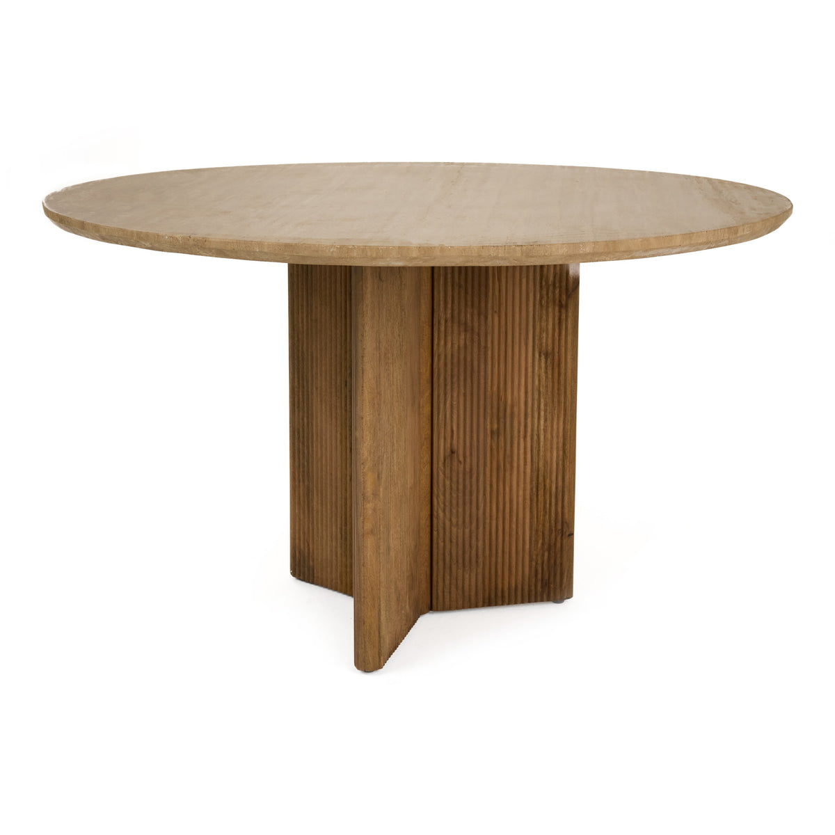 Pawnee - Modern Travertine Marble + Wood Round Dining Table by VIG Furniture - View 5