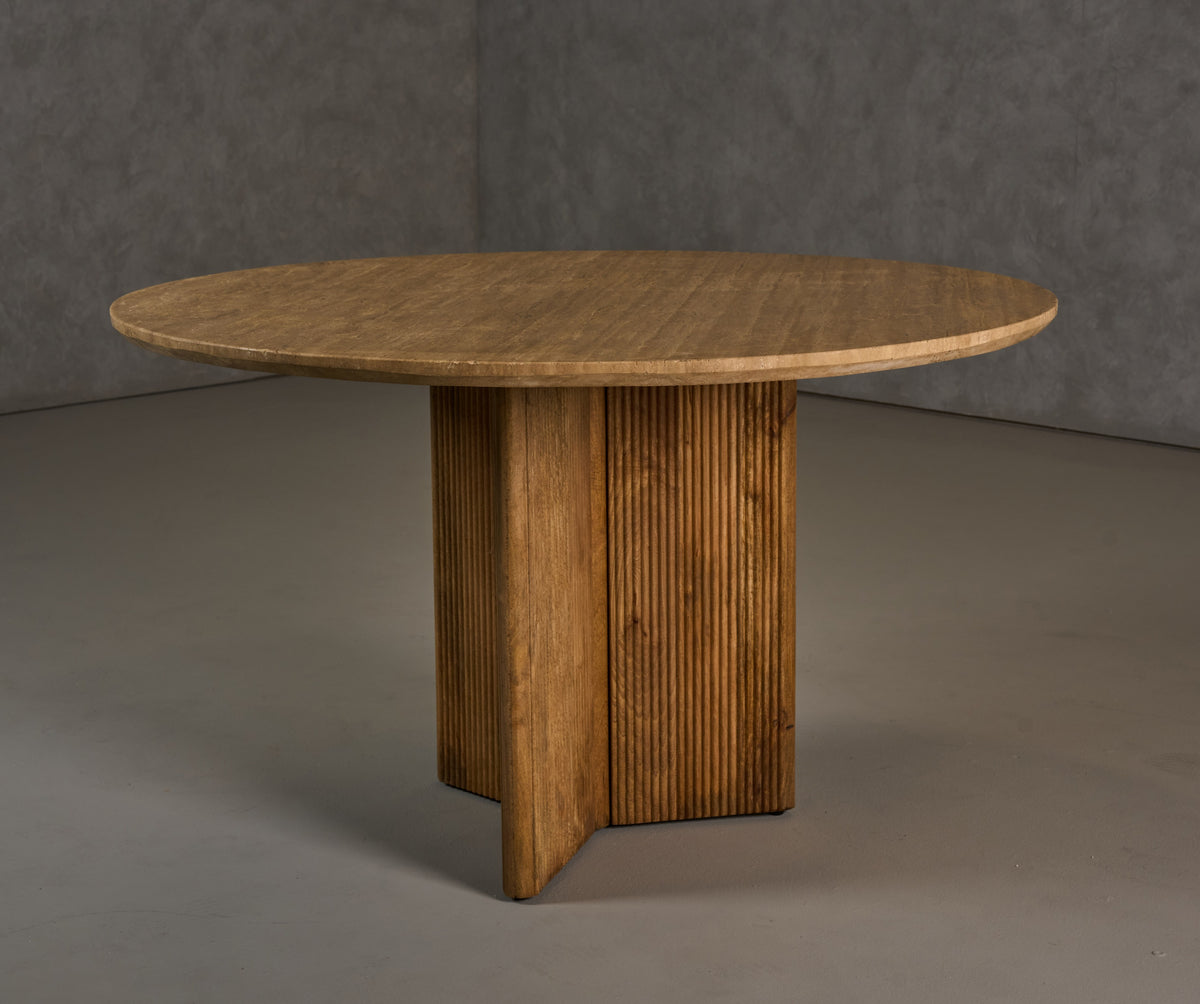 Pawnee - Modern Travertine Marble + Wood Round Dining Table by VIG Furniture - View 4
