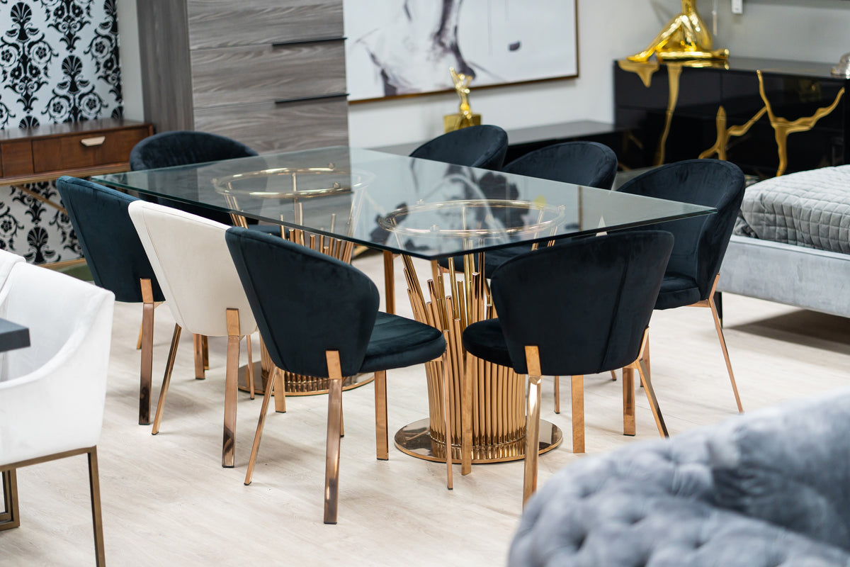 Paxton Modern Glass & Rosegold Dining Table by VIG Furniture - View 7