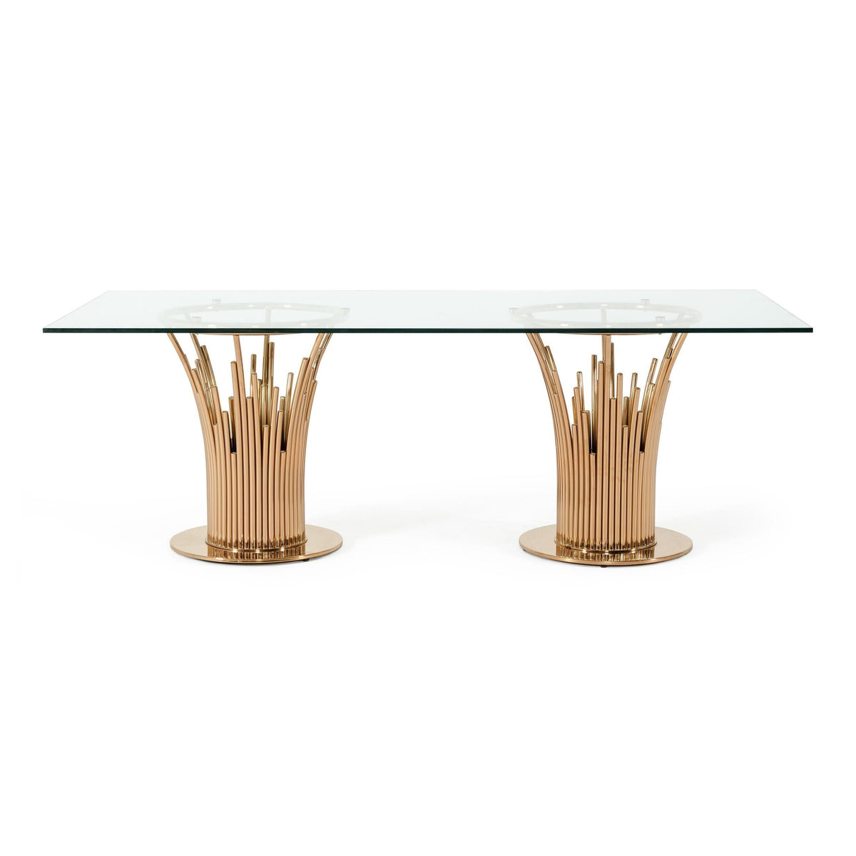 Paxton Modern Glass & Rosegold Dining Table by VIG Furniture - View 1
