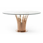 Paxton Modern Round Glass & Rosegold Dining Table by VIG Furniture - View 1