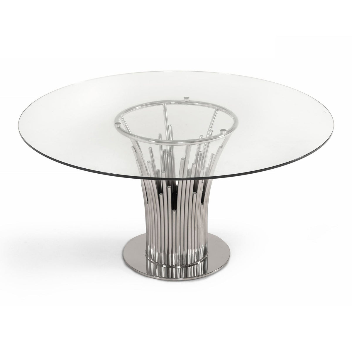 Paxton - Modern Round Glass & Stainless Steel Dining Table by VIG Furniture - View 1