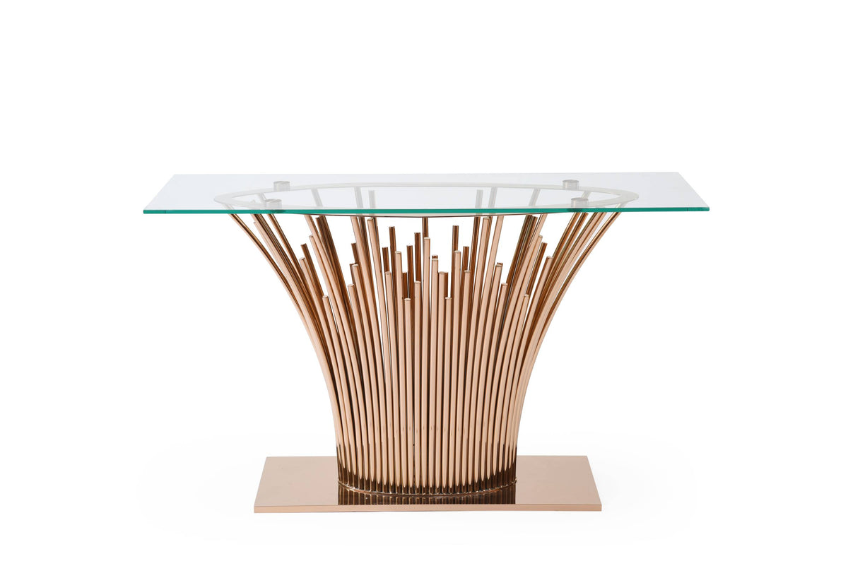 Paxton - Modern Glass + Rosegold Console Table by VIG Furniture - View 3