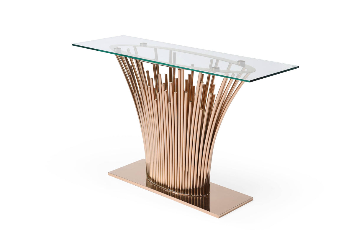 Paxton - Modern Glass + Rosegold Console Table by VIG Furniture - View 4