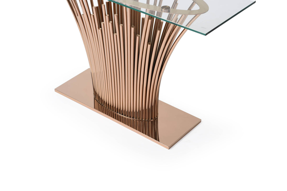 Paxton - Modern Glass + Rosegold Console Table by VIG Furniture - View 5