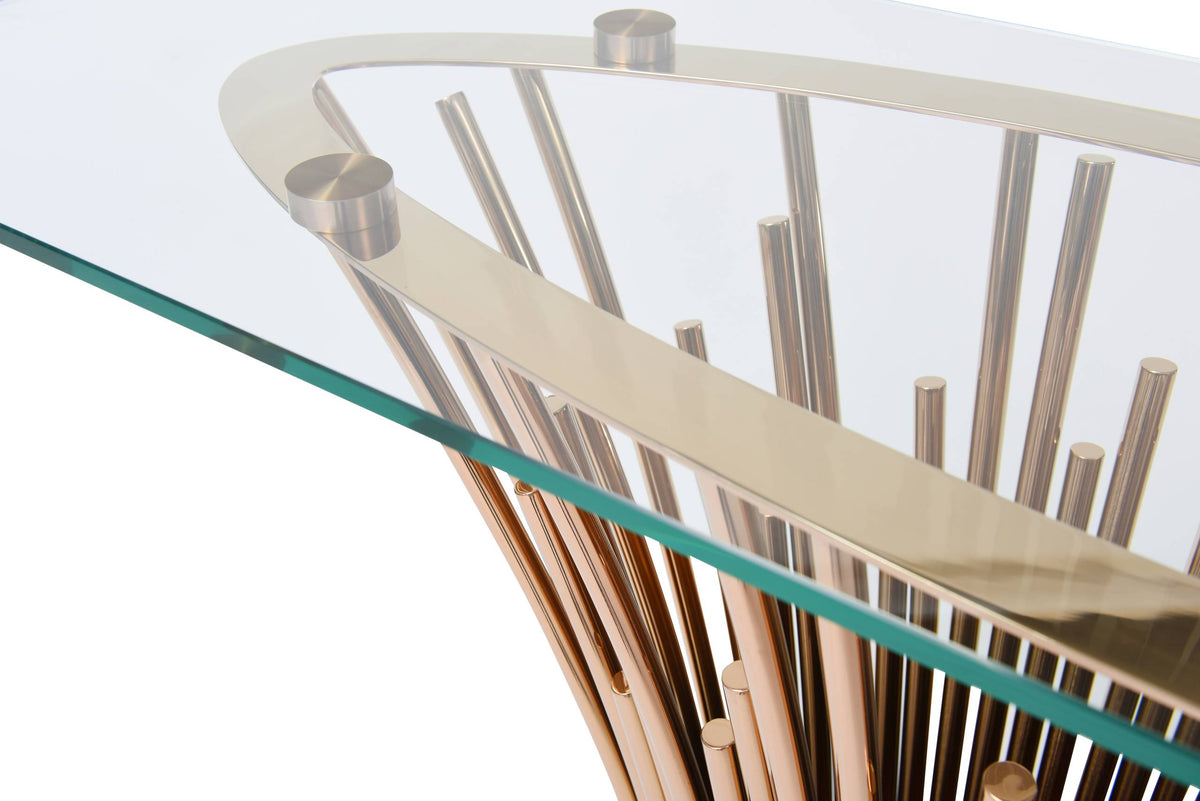 Paxton - Modern Glass + Rosegold Console Table by VIG Furniture - View 7