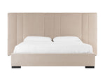 Eastern King Penelope + Aspen - Modern Beige Velvet + Brown Ash Bedroom Set