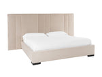 Eastern King Penelope + Aspen - Modern Beige Velvet + Brown Ash Bedroom Set