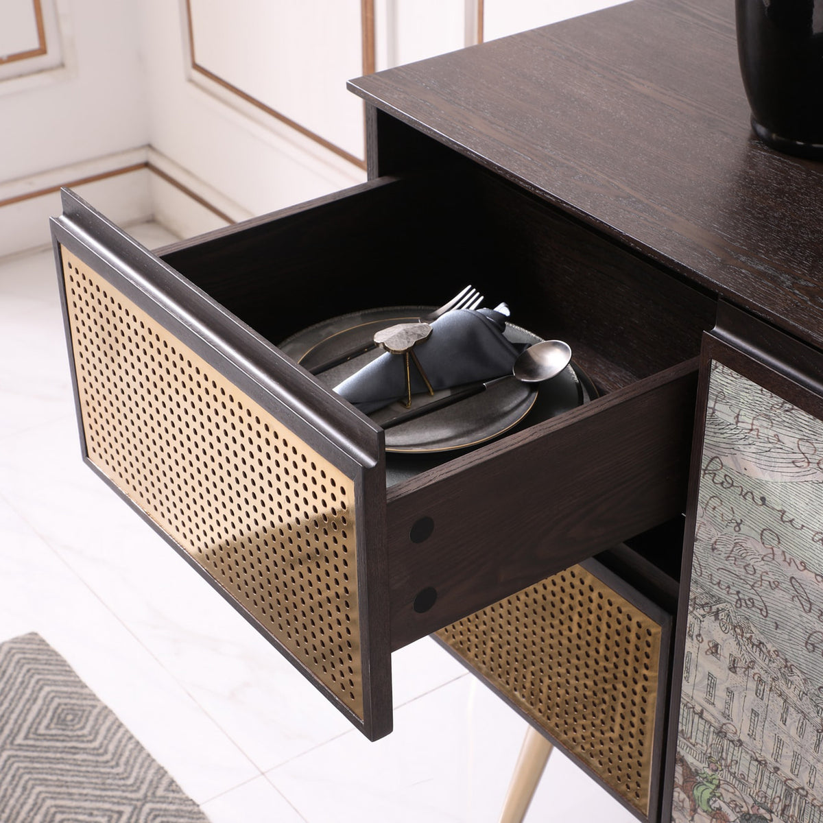 Phelan - Modern Smoked Ash & Brass Buffet by VIG Furniture - View 17